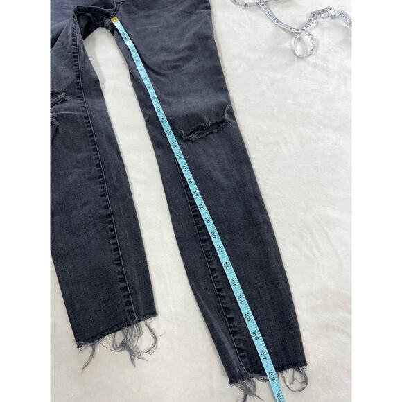 Madewell Maternity Over-the-Belly Skinny Leg Denim Jeans Black Sea Distressed 25 - Picture 10 of 10